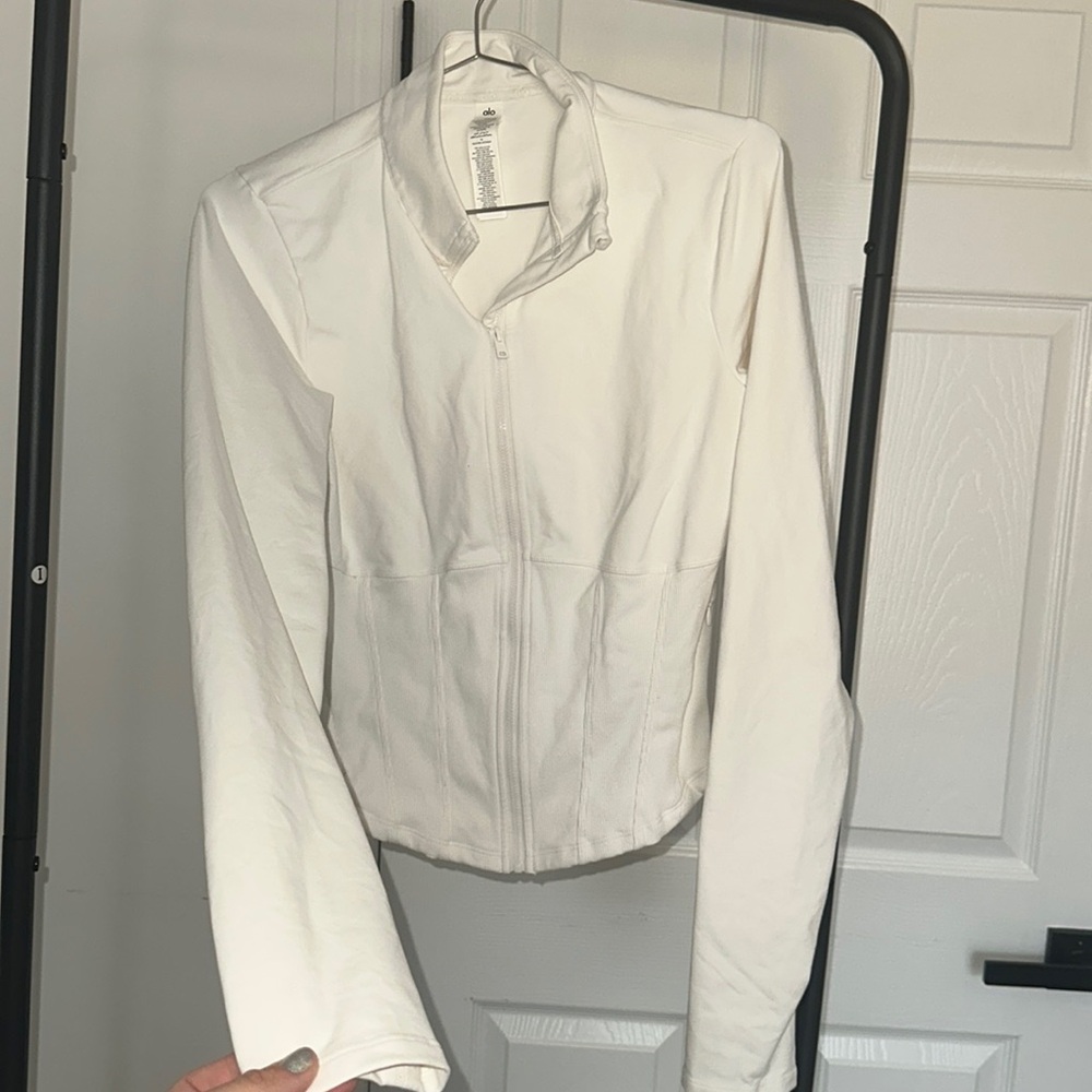 ALO Yoga White Full-Zip Women's Sweater Jacket